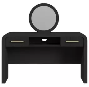 Woodridge Black Dressing Table and Round Mirror