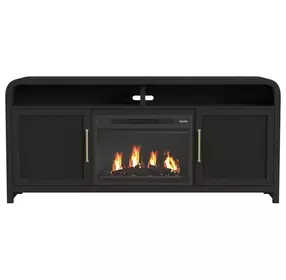 Woodridge Black 70" TV Stand with Fireplace Insert