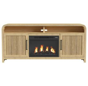 Woodridge Natural 70" TV Stand with Fireplace Insert