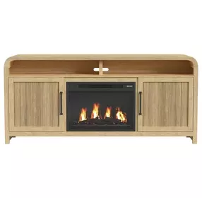 Woodridge Natural 70" TV Stand with Fireplace Insert