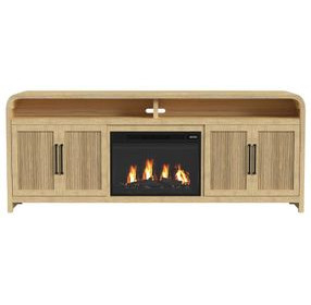 Woodridge Natural 82" TV Stand with Fireplace Insert