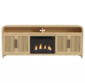 Woodridge Natural 82" TV Stand with Fireplace Insert