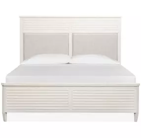 Whisperbay Sea Pearl and Driftwood King Upholstered Panel Bed