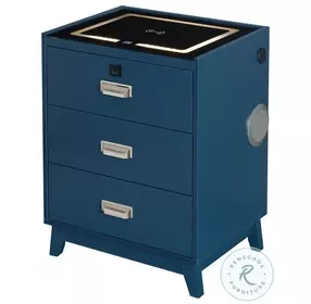Azura Blue 3 Drawer Nightstand