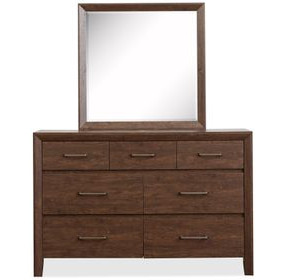 Llewellyn Columbian Walnut 7 Drawer Dresser with Rectangular Mirror