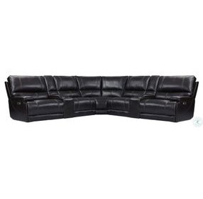 Whitman Verona Coffee Leather 7 Piece Modular Power Reclining Sectional