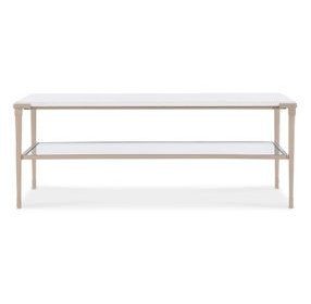 Mosaic Champagne Gold and White Rectangular Marble Top Jen Cocktail Table