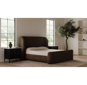 Sophia Brown Upholstered Storage Platform Bedroom Set
