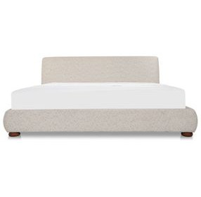 Beau Speckled Light Gray King Upholstered Storage Platform Bed