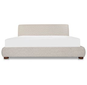 Beau Speckled Light Gray Queen Upholstered Storage Platform Bed