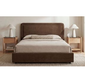 Simon Brown Upholstered Storage Platform Bedroom Set