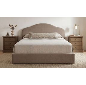 Maggie Taupe Upholstered Storage Platform Bedroom Set