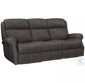 McGwire Grey Leather Power Reclining Sofa