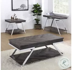 Roma Shadow Gray And Chrome Lift Top Occasional Table Set