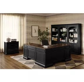 Roanoke Black L-Shaped Home Office Set