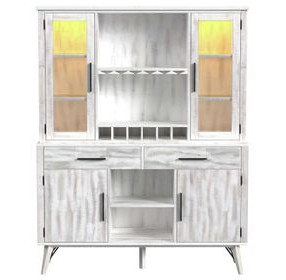 Westwood Rustic White 4 Door Buffet and Hutch with LED