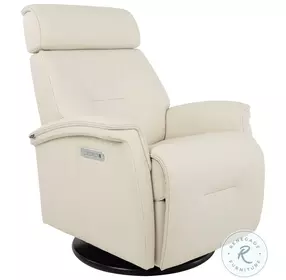 Rome Ivory Leather Swivel Glider Small Power Recliner