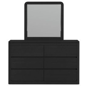 Camelot Black 6 Drawer Dresser and Rectangular Mirror