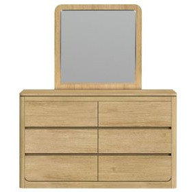 Camelot Natural 6 Drawer Dresser and Rectangular Mirror