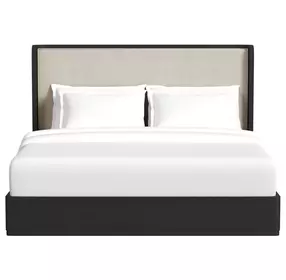 Camelot Black and Gray King Upholstered Panel Bed