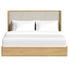 Camelot Natural and Gray King Upholstered Panel Bed
