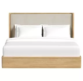 Camelot Natural and Gray King Upholstered Panel Bed
