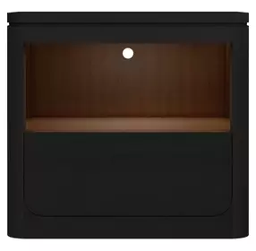 Camelot Black 1 Drawer Nightstand with USB Charging and LED