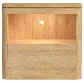 Camelot Natural 1 Drawer Nightstand with USB Charging and LED