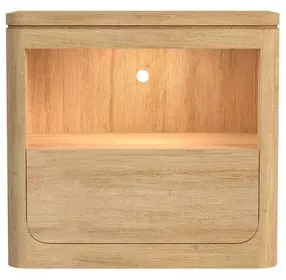 Camelot Natural 1 Drawer Nightstand with USB Charging and LED
