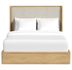 Camelot Natural and Gray Queen Upholstered Panel Bed