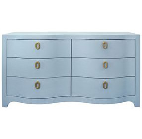 Rosie Textured Light Blue Linen 6 Drawer Dresser