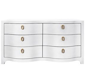 Rosie Textured White Linen 6 Drawer Dresser