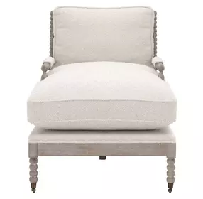 Stitch and Hand Dining Bedroom Gellar Linen Performance Fabric 67" Rouleau Chaise Lounge with Casters
