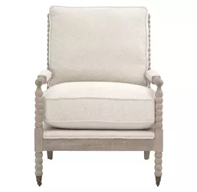 Stitch and Hand Dining Bedroom Gellar Linen Performance Fabric Upholstered Rouleau Club Chair