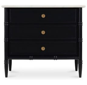 Eleanor Black and White 3 Drawer Marble Top Nightstand