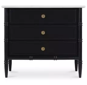 Eleanor Black and White 3 Drawer Marble Top Nightstand