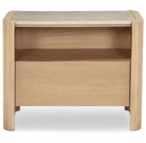 Lane Natural and Beige 1 Drawer Marble Top Nightstand