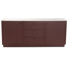 Nadine Deep Burgundy and White 2 Door Marble Top Sideboard