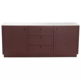 Nadine Deep Burgundy and White 2 Door Marble Top Sideboard