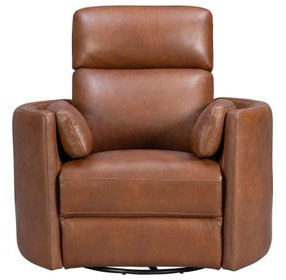 Radius Vintage Whiskey Leather Swivel Glider Power Recliner with USB Charging