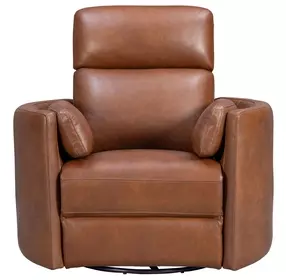 Arcadia Vintage Whiskey Leather Swivel Glider Power Recliner with USB Charging