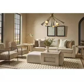 Abode Monique Linen and River Rock Upholstered Nesting Occasional Table Set