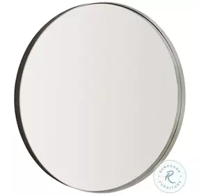 Logan Square Gray Mist Round Metal Mirror