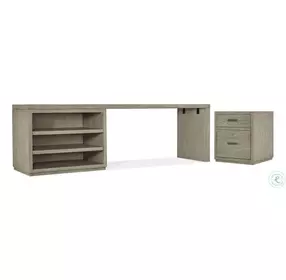 Blue Ridge Soft Smoked Gray 96" Home Office Set with Open Desk Cabinet
