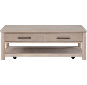 Gabby Light Brown Rectangular Coffee Table with Casters