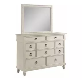 Grand Bay Egret 10 Drawer Aster Bureau with Rectangular Bamboo Mirror