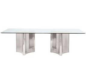 Abbott Silver 100" Rectangular Glass Top Dining Table