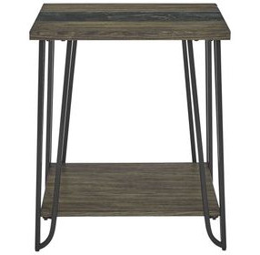 Harper Brown Square End Table with Sintered Stone Inlay