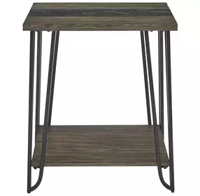 Harper Brown Square End Table with Sintered Stone Inlay
