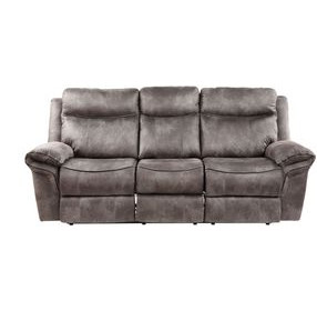Nashville Gray 88" Manual Reclining Sofa with Drop-Down Console and USB Charging
